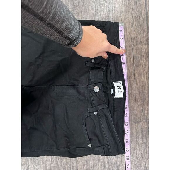 Paige Verdugo Cropped Mid Rise Ankle Skinny Jeans Black Denim Dark Wash Size 30 - Picture 15 of 16